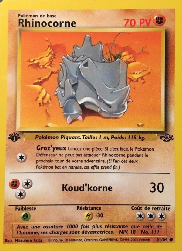 Rhinocorne 61 — Jungle (French Pokémon TCG card)