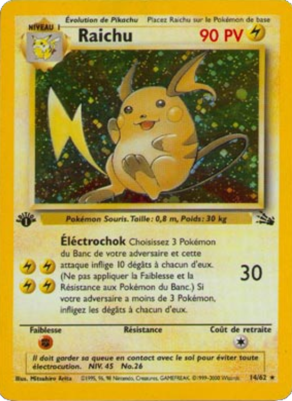 Raichu 14 — Fossil (French Pokémon TCG card)