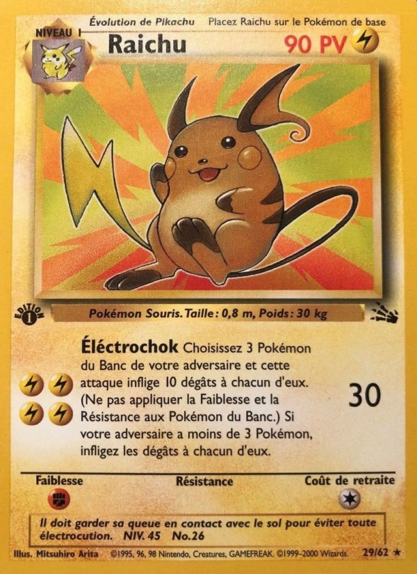 Raichu 29 — Fossil (French Pokémon TCG card)