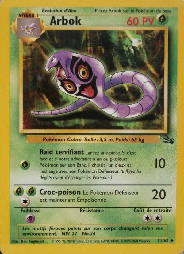 Arbok 31 — Fossil (French Pokémon TCG card)
