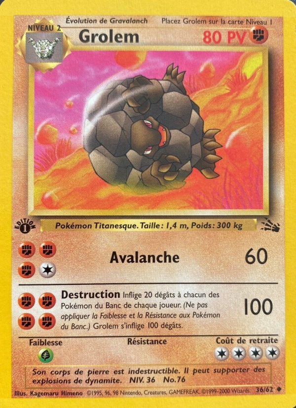 Grolem 36 — Fossil (French Pokémon TCG card)