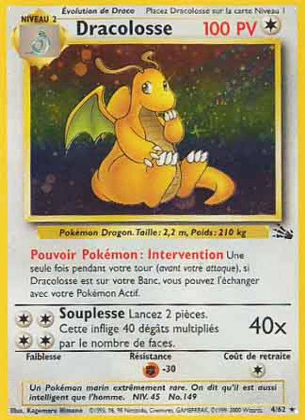 Dracolosse 4 — Fossil (French Pokémon TCG card)