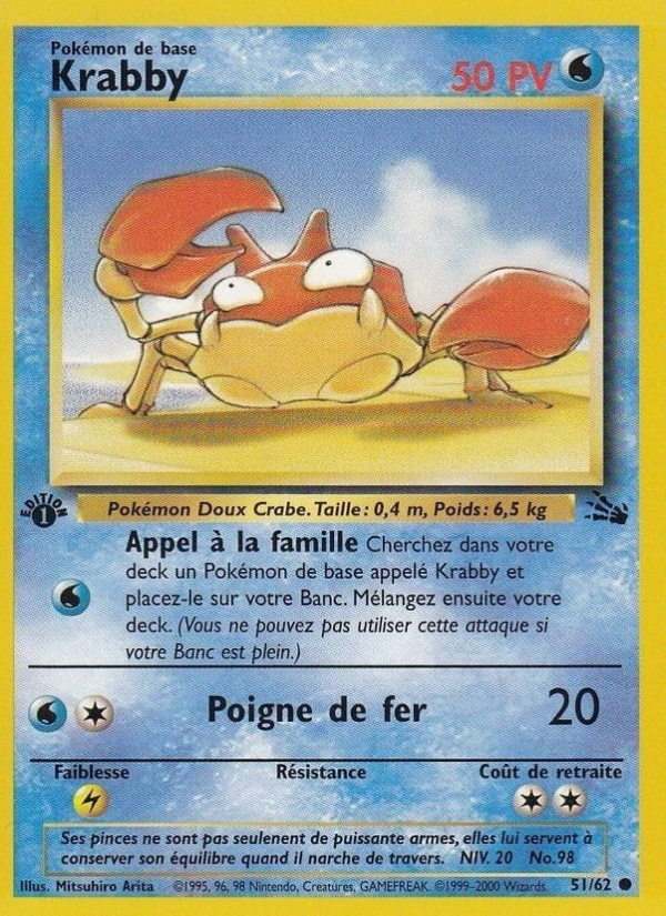 Krabby 51 — Fossil (French Pokémon TCG card)