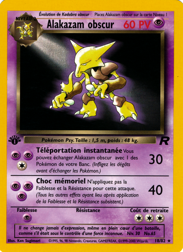 Alakazam obscur 18 — Team Rocket (French Pokémon TCG card)