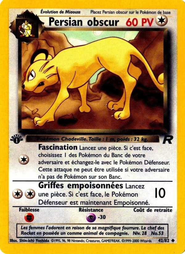 Persian obscur 42 — Team Rocket (French Pokémon TCG card)