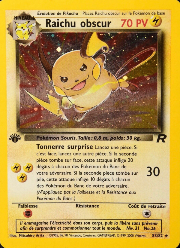 Raichu obscur 83 — Team Rocket (French Pokémon TCG card)
