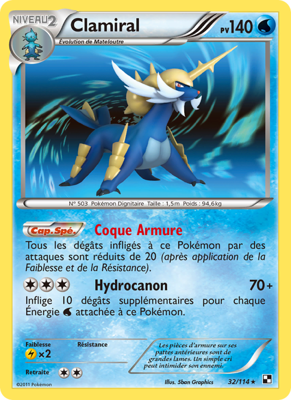 Clamiral 32 — Black & White (French Pokémon TCG card)
