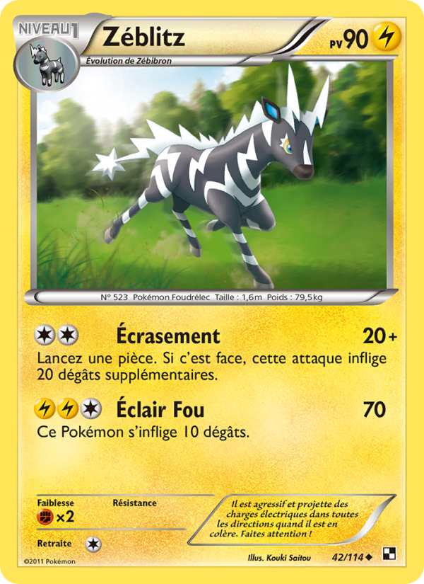 Zéblitz 42 — Black & White (French Pokémon TCG card)