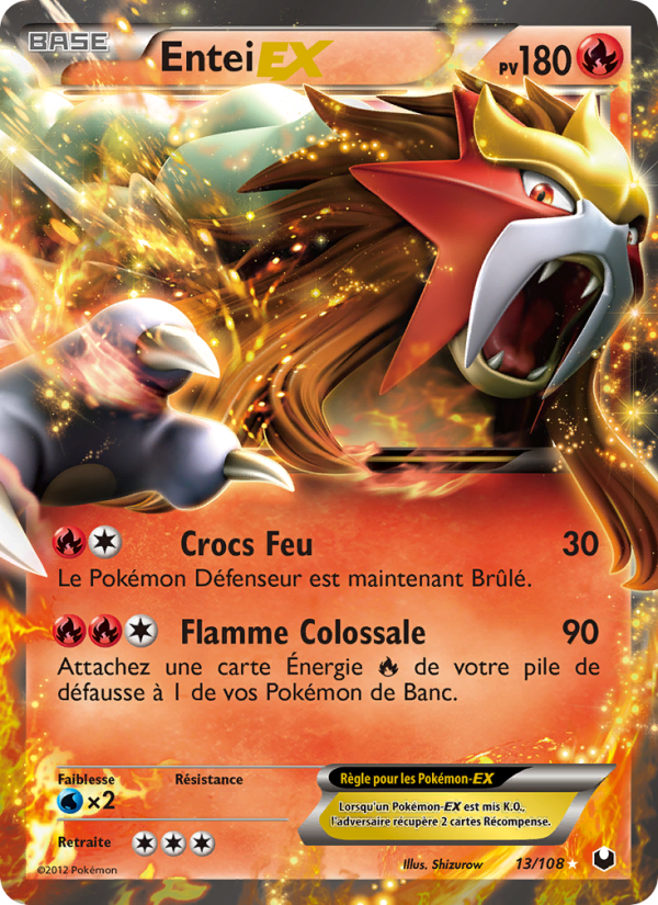 Entei-EX 13 — Dark Explorers (French Pokémon TCG card)