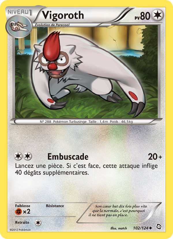 Vigoroth 102 — Dragons Exalted (French Pokémon TCG card)
