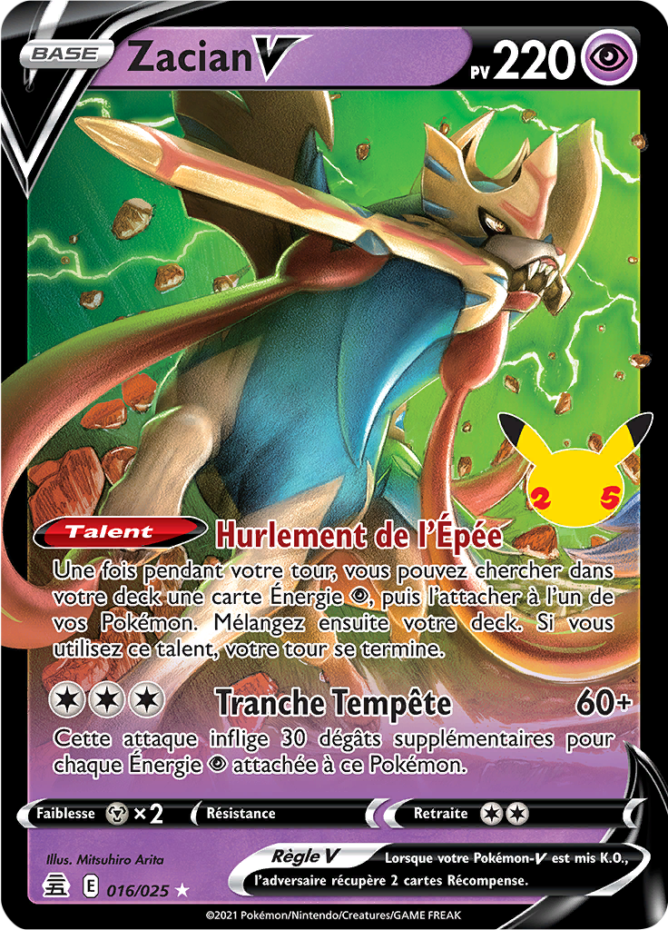 Zacian V 16/50 — Celebrations (French Pokémon TCG card)