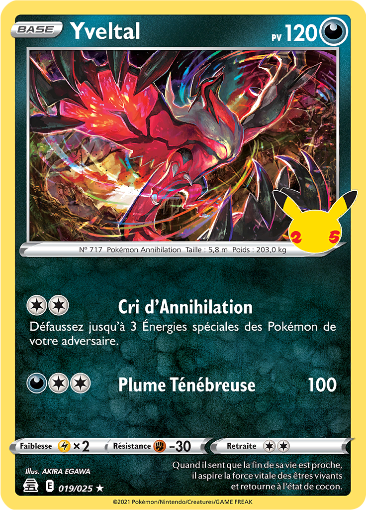 Yveltal 19/50 — Celebrations (French Pokémon TCG card)