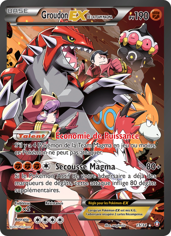 Groudon-EX de la Team Magma 15 — Double Crisis (French Pokémon TCG card)