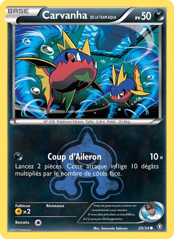 Carvanha de la Team Aqua 20 — Double Crisis (French Pokémon TCG card)