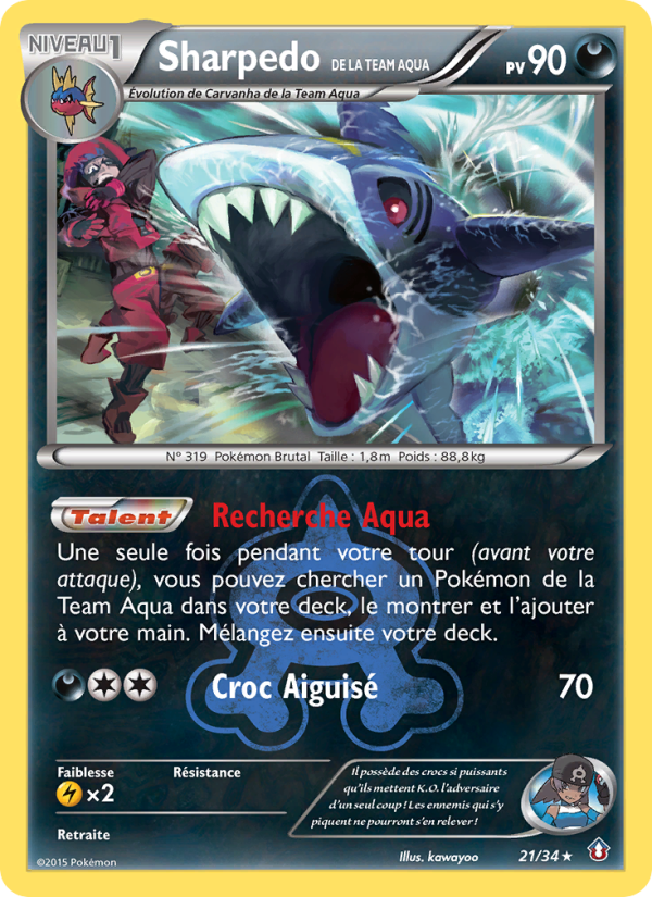 Sharpedo de la Team Aqua 21 — Double Crisis (French Pokémon TCG card)