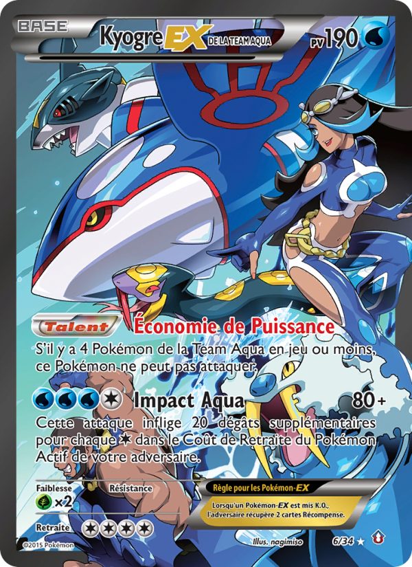 Kyogre-EX de la Team Aqua 6 — Double Crisis (French Pokémon TCG card)