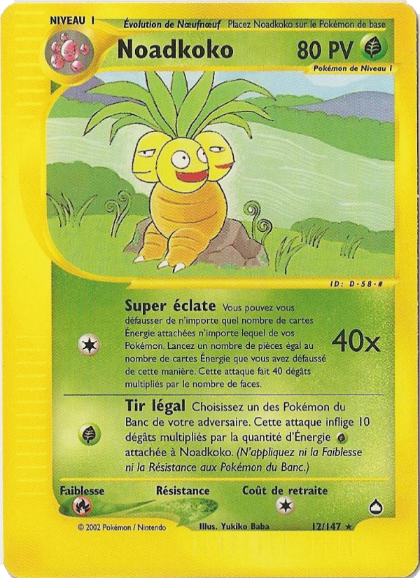 Noadkoko 12 — Aquapolis (French Pokémon TCG card)