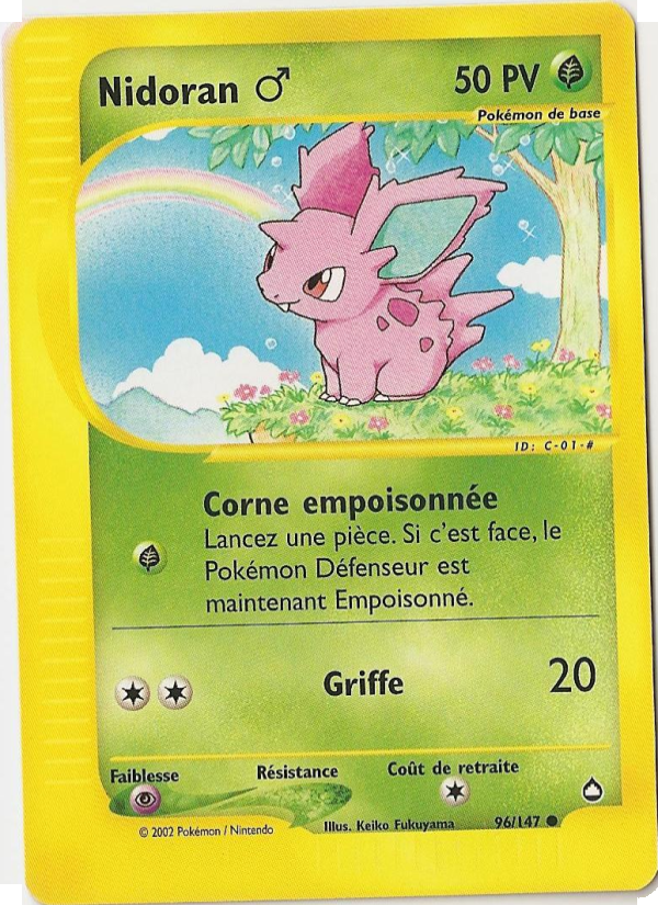 Nidoran ♂ 96 — Aquapolis (French Pokémon TCG card)