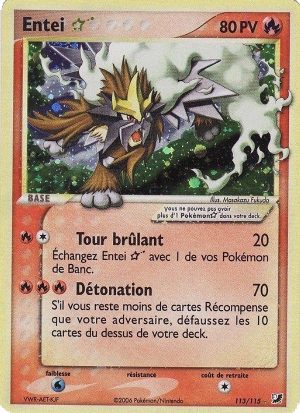 Entei ☆ 113 — EX Unseen Forces (French Pokémon TCG card)