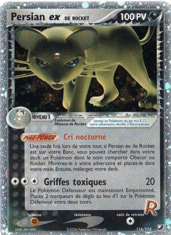 Persian ex de Rocket 116 — EX Unseen Forces (French Pokémon TCG card)