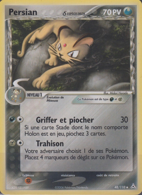 Persian δ 48 — EX Holon Phantoms (French Pokémon TCG card)