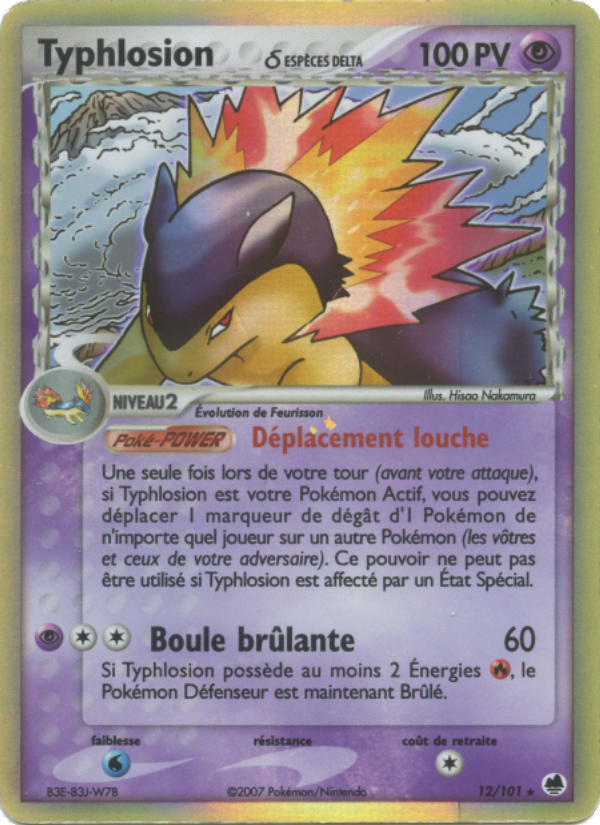 Typhlosion δ 12 — EX Dragon Frontiers (French Pokémon TCG card)