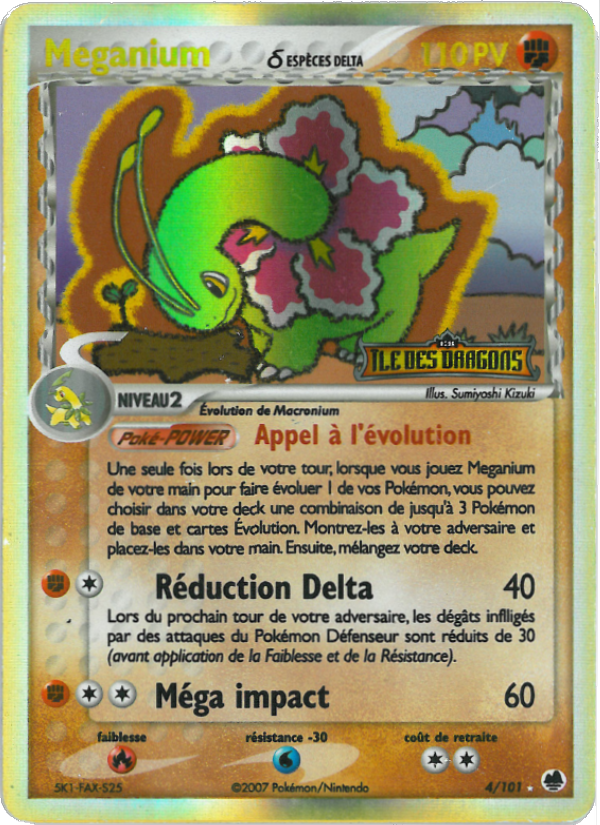 Meganium δ 4 — EX Dragon Frontiers (French Pokémon TCG card)