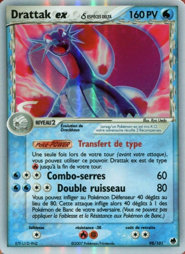 Drattak ex δ 98 — EX Dragon Frontiers (French Pokémon TCG card)