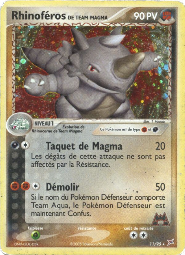 Rhinoféros de Team Magma 11 — EX Team Magma vs Team Aqua (French Pokémon TCG card)