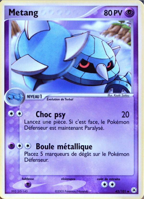 Metang 43 — EX Hidden Legends (French Pokémon TCG card)