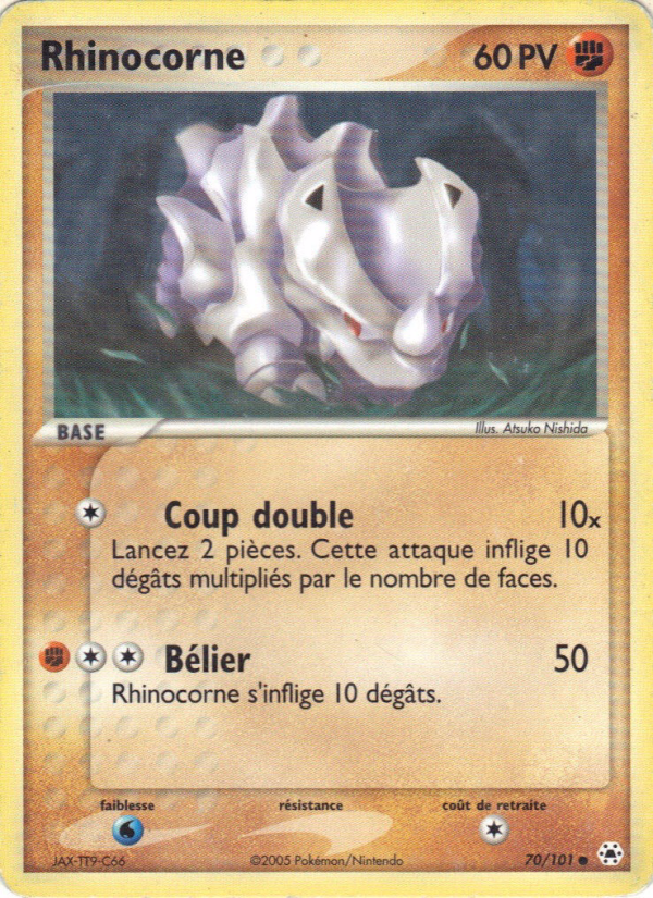 Rhinocorne 70 — EX Hidden Legends (French Pokémon TCG card)