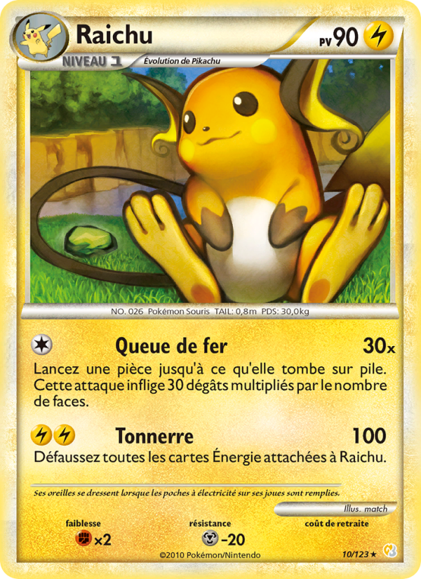Raichu 10 — HeartGold SoulSilver (French Pokémon TCG card)