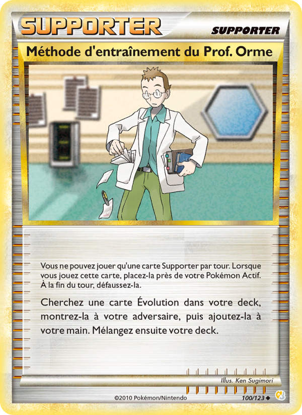 Méthode d'entraînement du Prof.Orme 100 — HeartGold SoulSilver (French Pokémon TCG card)