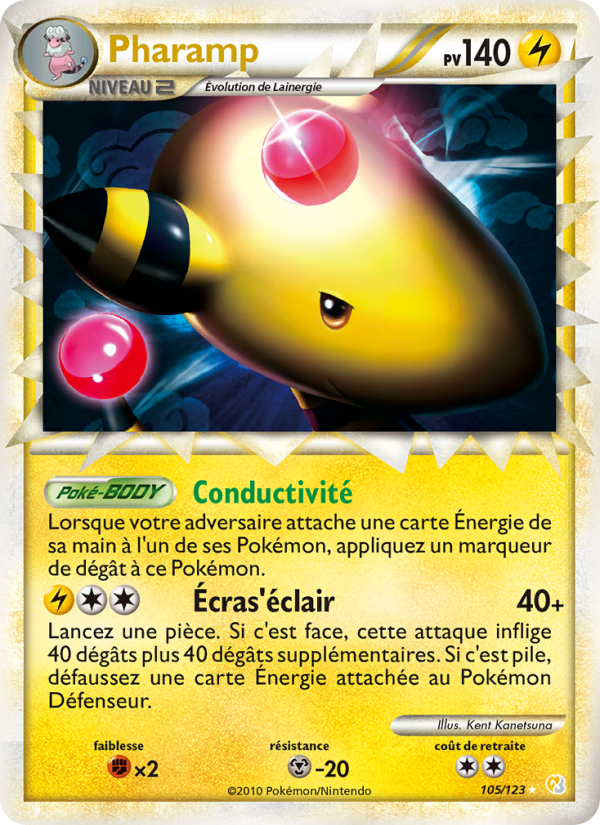 Pharamp 105 — HeartGold SoulSilver (French Pokémon TCG card)