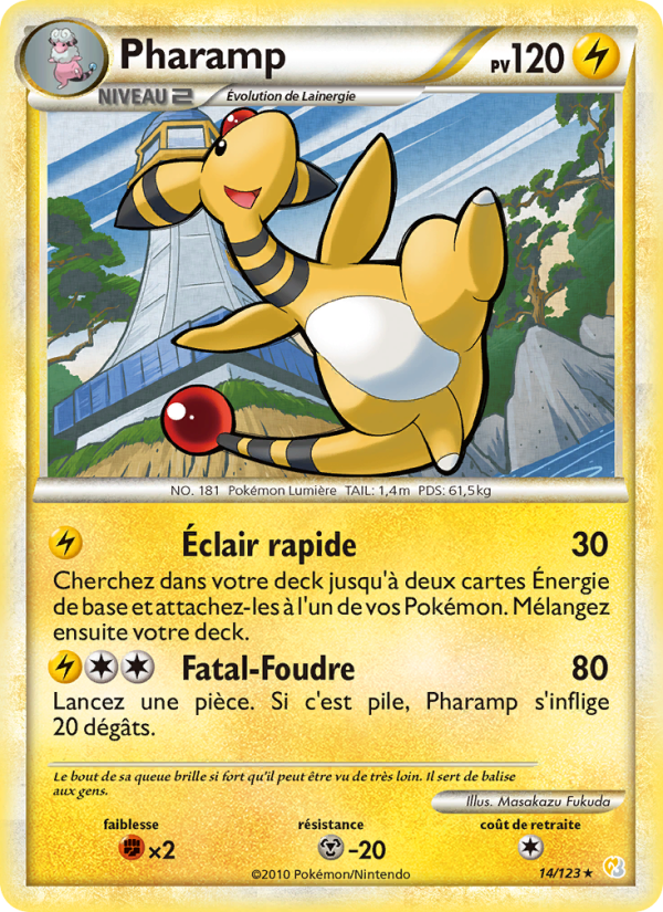 Pharamp 14 — HeartGold SoulSilver (French Pokémon TCG card)