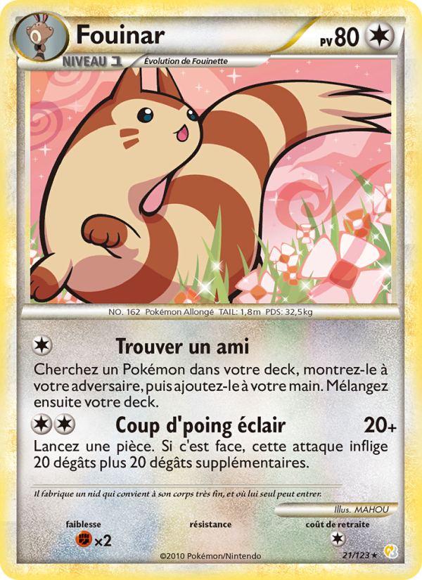 Fouinar 21 — HeartGold SoulSilver (French Pokémon TCG card)