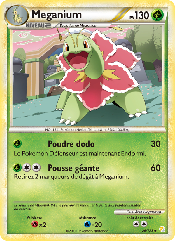 Meganium 26 — HeartGold SoulSilver (French Pokémon TCG card)