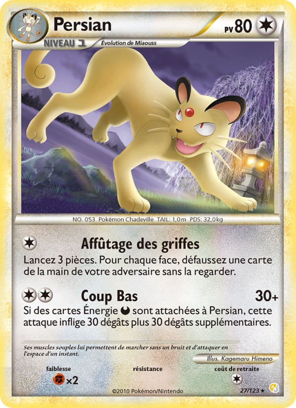 Persian 27 — HeartGold SoulSilver (French Pokémon TCG card)