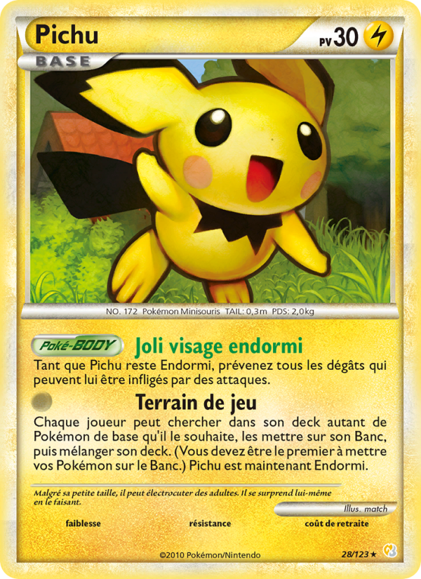 Pichu 28 — HeartGold SoulSilver (French Pokémon TCG card)
