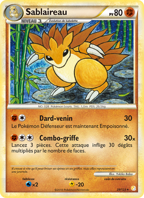 Sablaireau 29 — HeartGold SoulSilver (French Pokémon TCG card)