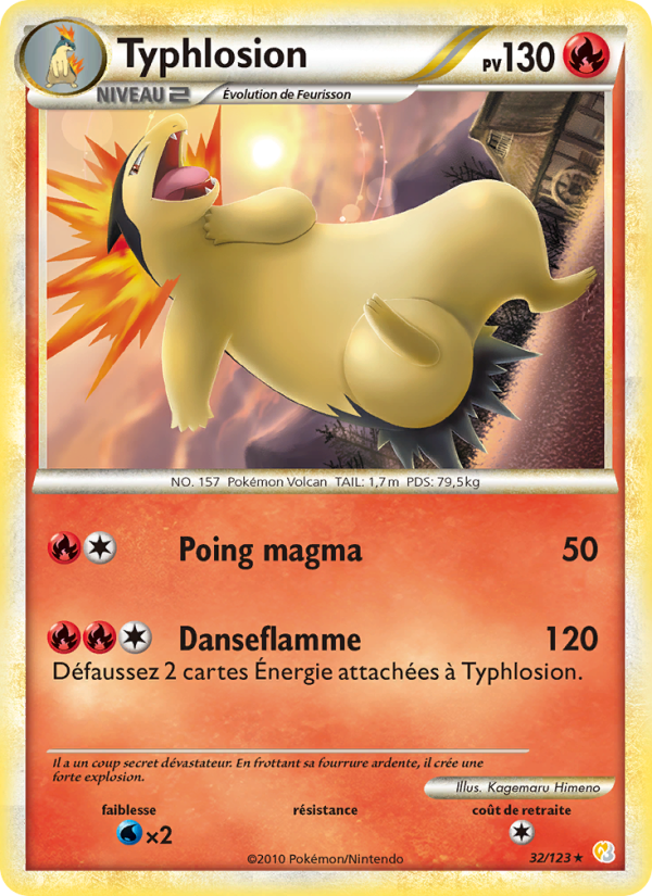 Typhlosion 32 — HeartGold SoulSilver (French Pokémon TCG card)