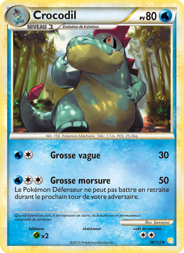 Crocodil 38 — HeartGold SoulSilver (French Pokémon TCG card)