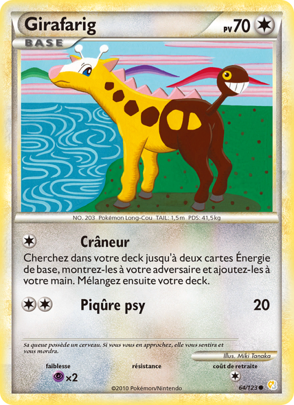 Girafarig 64 — HeartGold SoulSilver (French Pokémon TCG card)