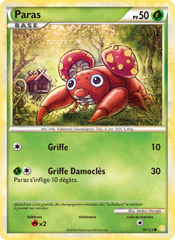 Paras 76 — HeartGold SoulSilver (French Pokémon TCG card)