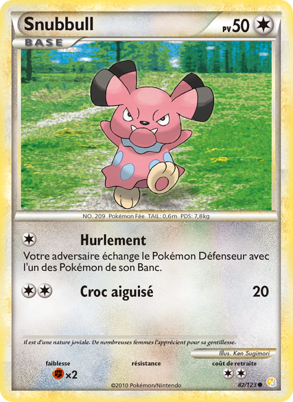 Snubbull 82 — HeartGold SoulSilver (French Pokémon TCG card)