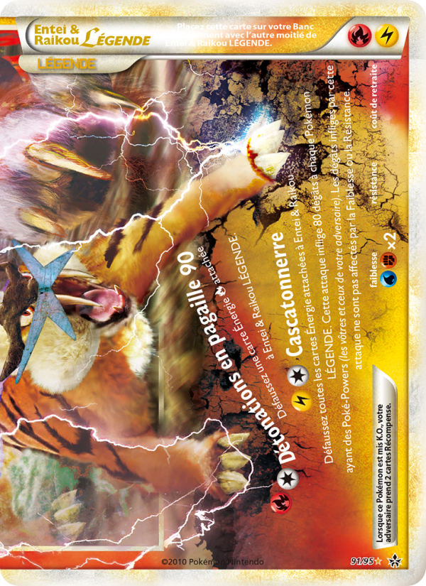 Entei & Raikou LÉGENDE (bas) 91 — Entfesselt (French Pokémon TCG card)