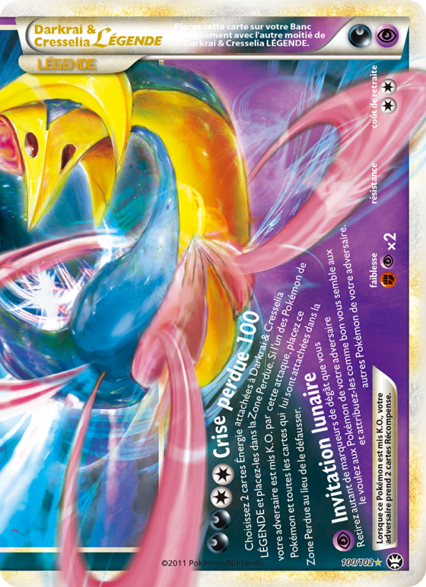 Darkrai & Cresselia LÉGENDE 100 — Triumphant (French Pokémon TCG card)