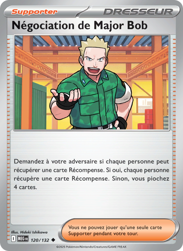 Négociation de Major Bob 120 — Mega Evolution (French Pokémon TCG card)