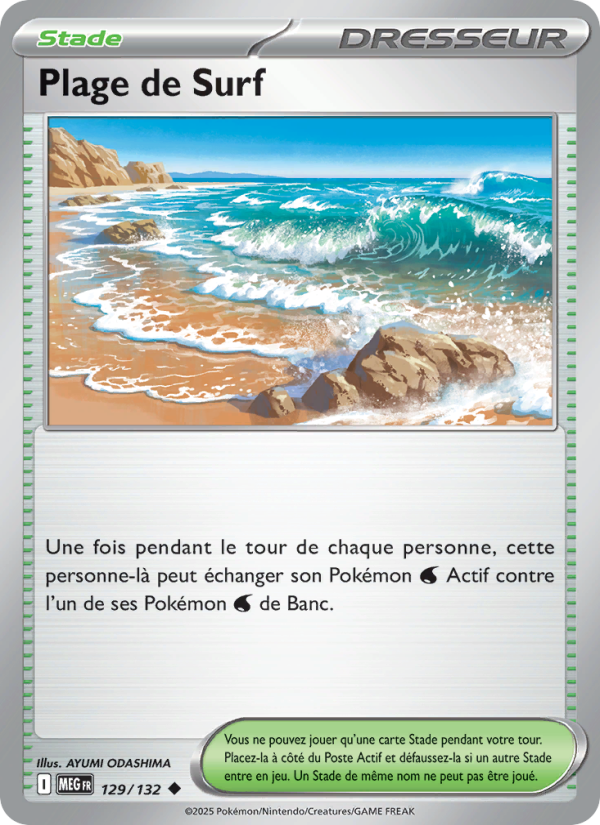 Plage de Surf 129 — Mega Evolution (French Pokémon TCG card)