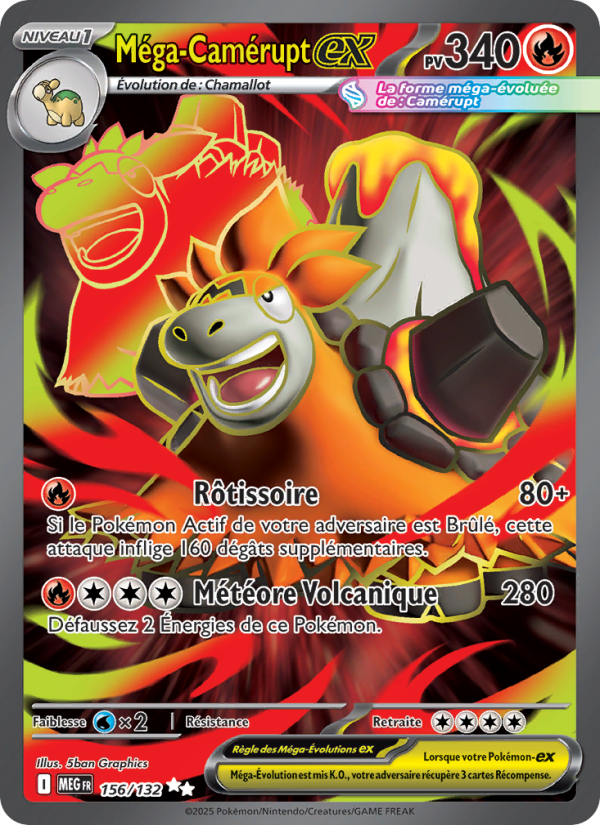 Méga-Camérupt-ex 156 — Mega Evolution (French Pokémon TCG card)